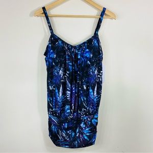 SWIMSUITS FOR ALL | Blouson Tropical Print Tankini Top